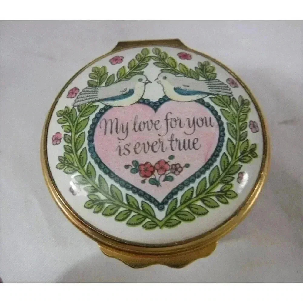 Enamel Box, Halcyon Days, St.‎ Valentines Day 1980,  Snuff Pill Jewelry Trinket